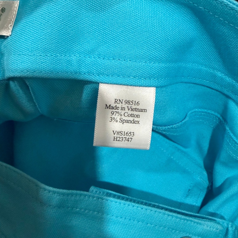 Coldwater Creek Womens Turquoise Blue Cargo Crop Pants Size 6 Cotton Stretch - Picture 5 of 6